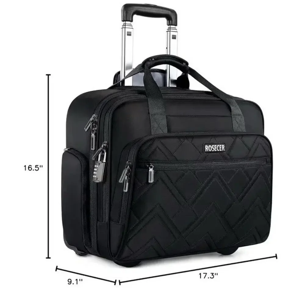 ROSECER Rolling Laptop Bag, 17.3 Inch Premium Laptop Briefcase with‎ Wheels New